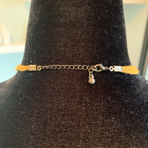 Orange beaded necklace and matching earrings with suede straps. Cute set! - Picture 6 of 8